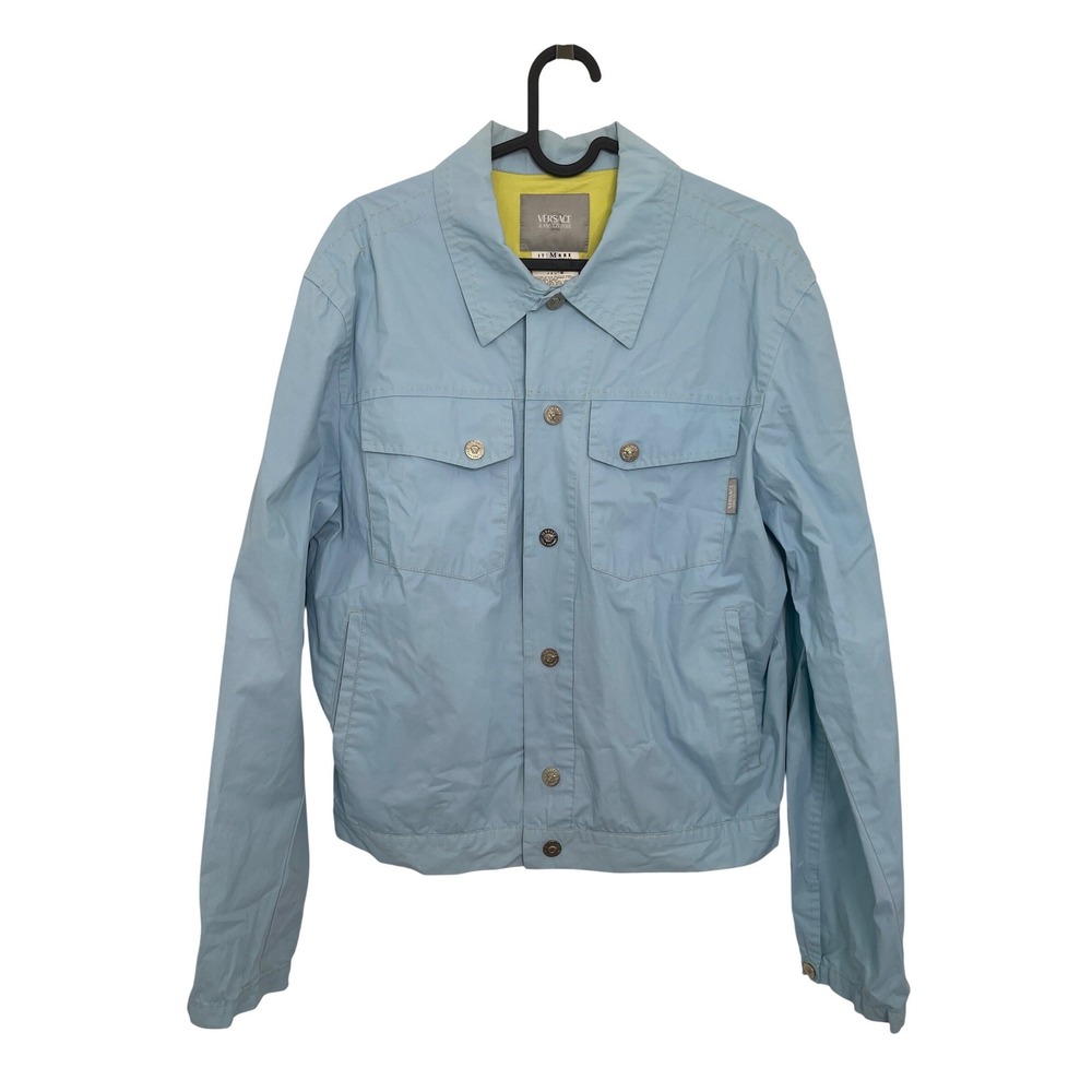 Versace Jeans Couture Trucker Jacket Light Blue Medusa Buttons Size Medium